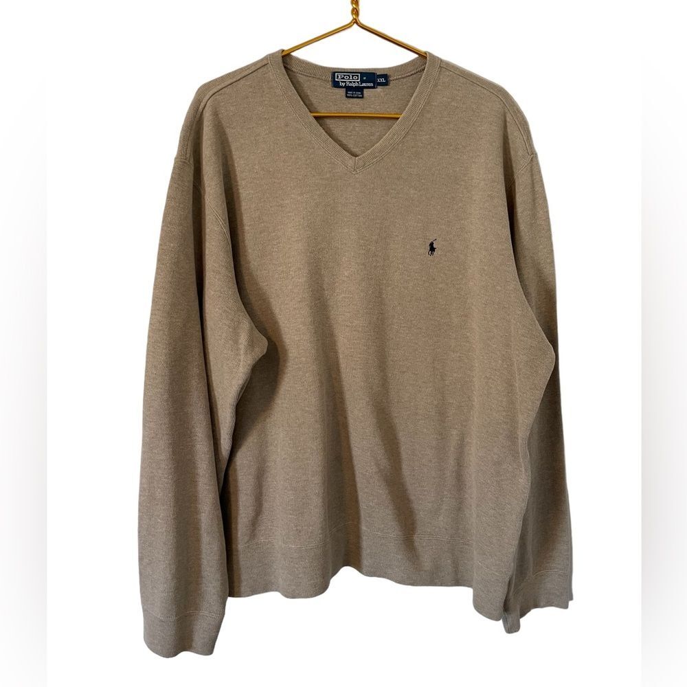 Polo Ralph Lauren‎ Men’s Tan V-Neck Pullover, Size XXL